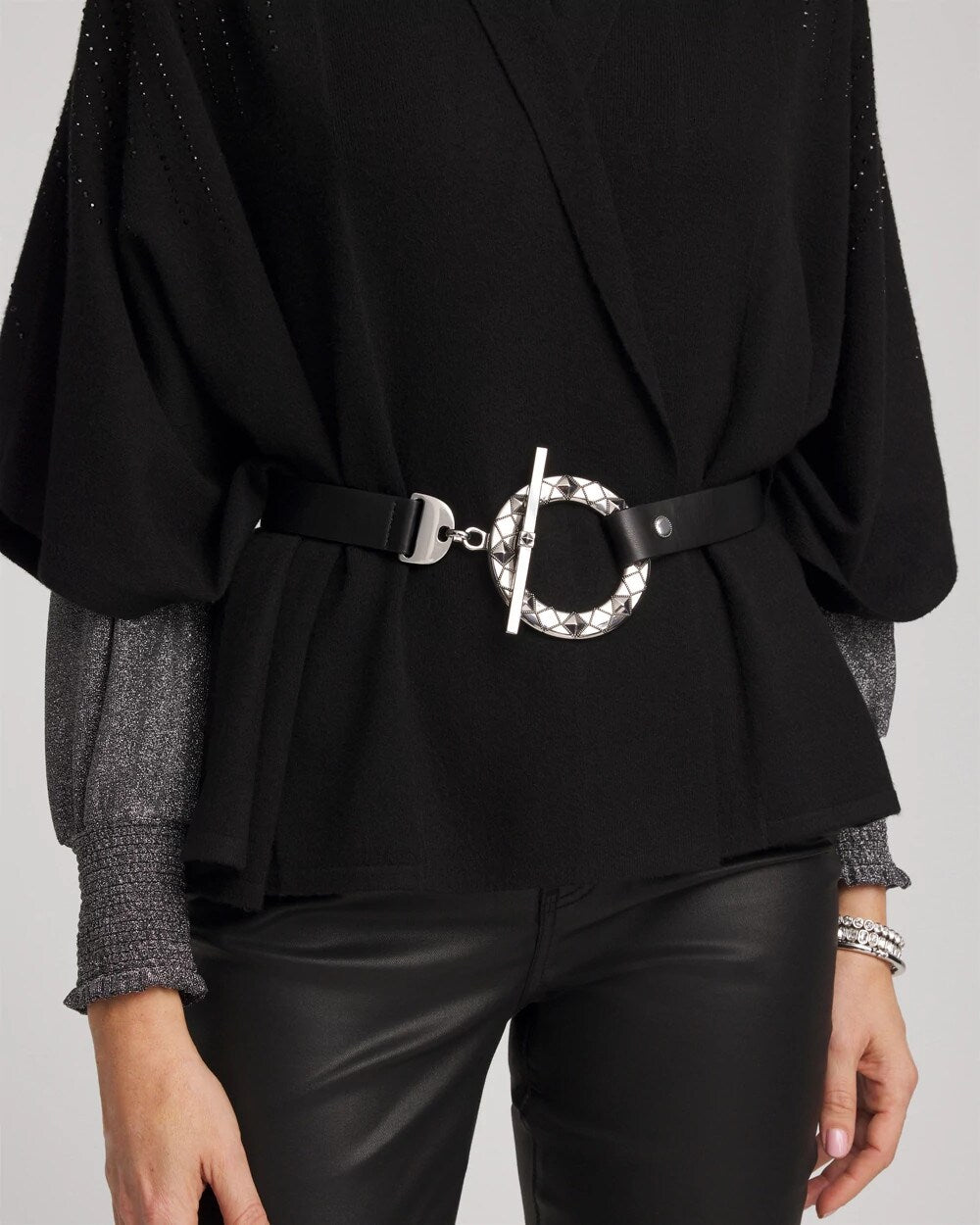 Silver Toggle Trouser Belt BLACK/SILVER - Chico's US