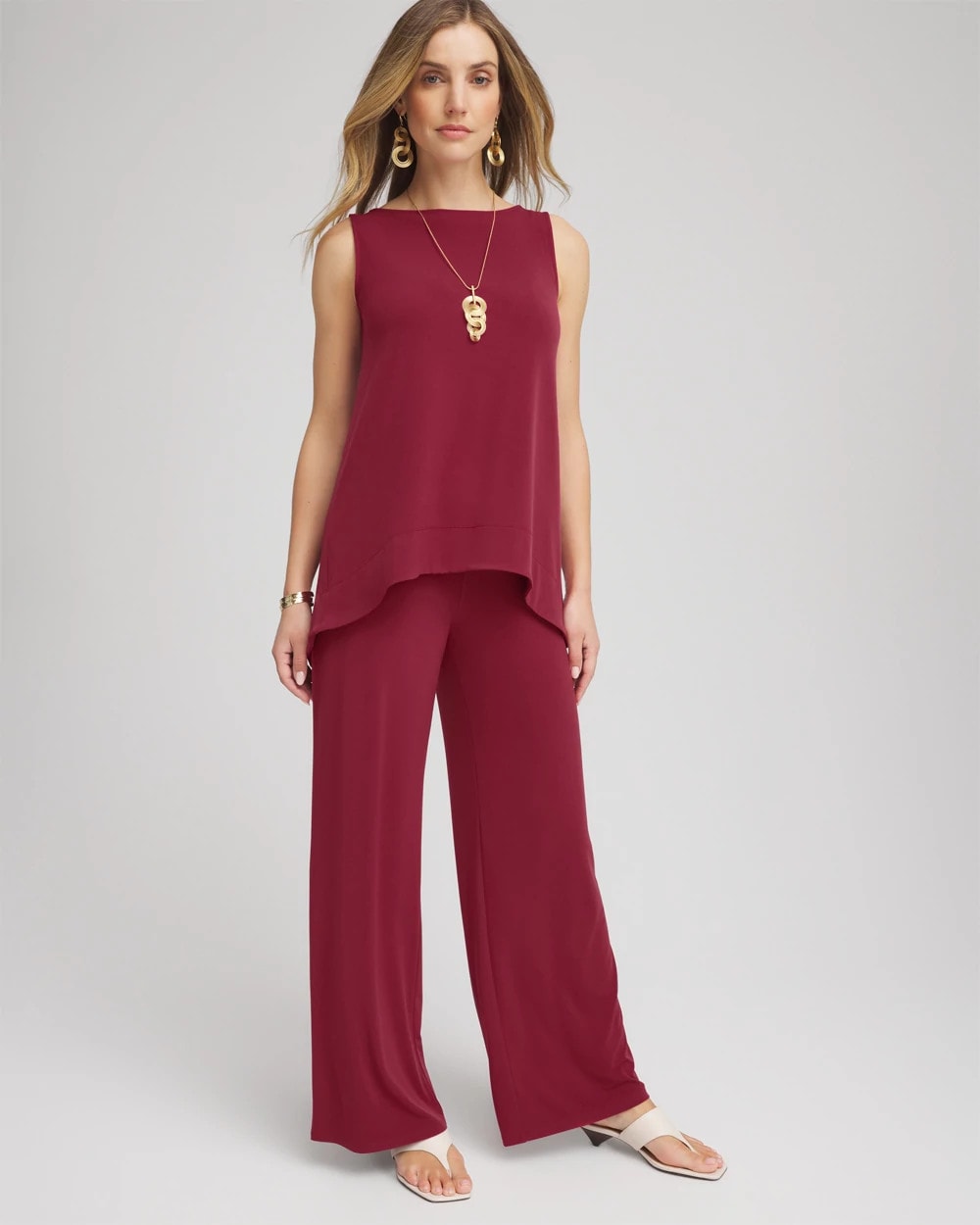Petite Travelers™ Knit Wide-Leg Pants RUSSET RED - Chico's sale