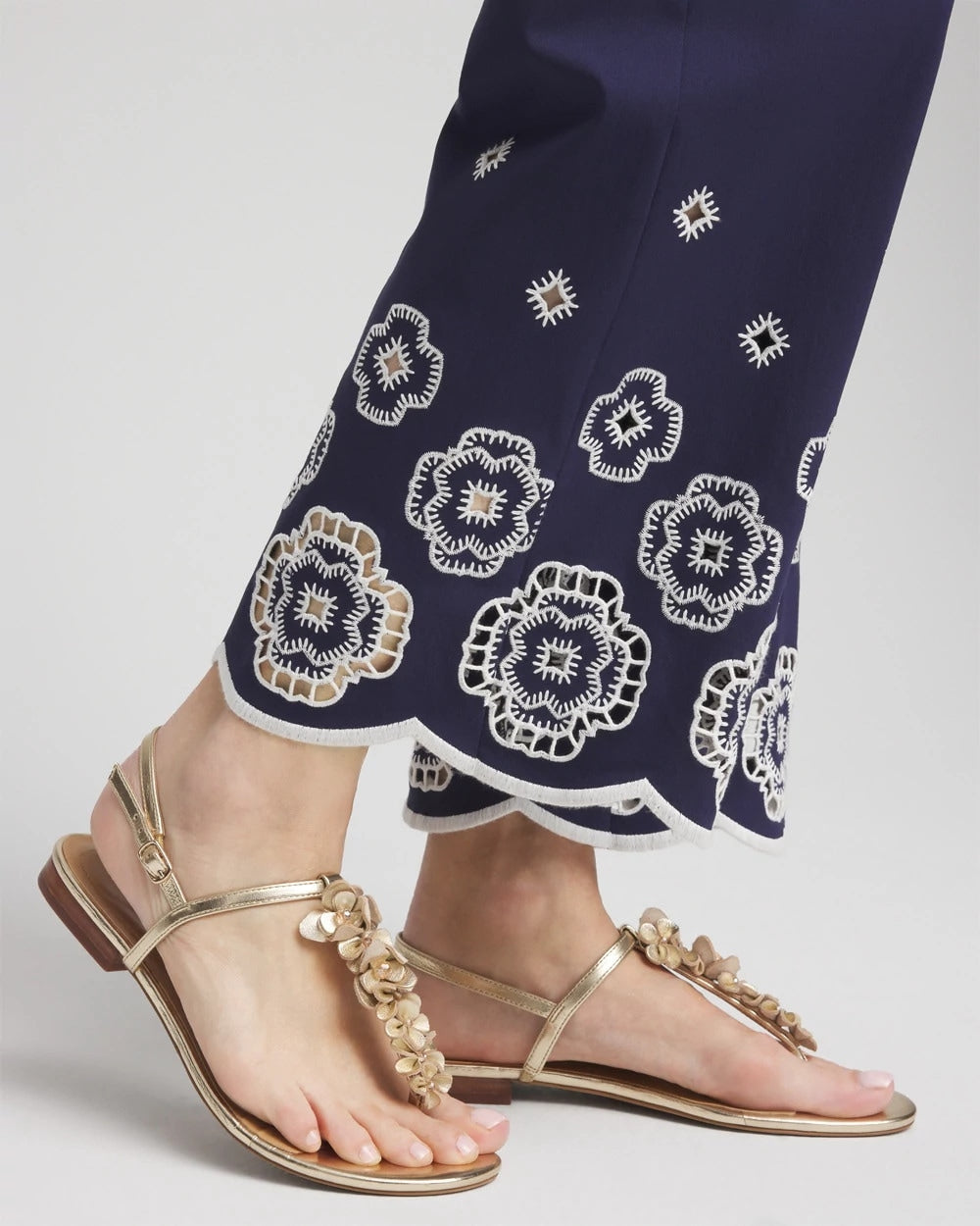 Petite Brigitte™ 180 Embroidered Wide-Leg Cropped Pants PASSPORT BLUE - Chico's discount