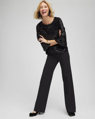 Petite Emme Wide-Leg Trouser Ponte Pants BLACK - Chico's for sale