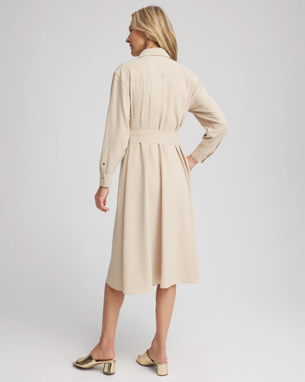 Twill Belted Midi Shirtdress WILD TRUFFLE - Chico's US