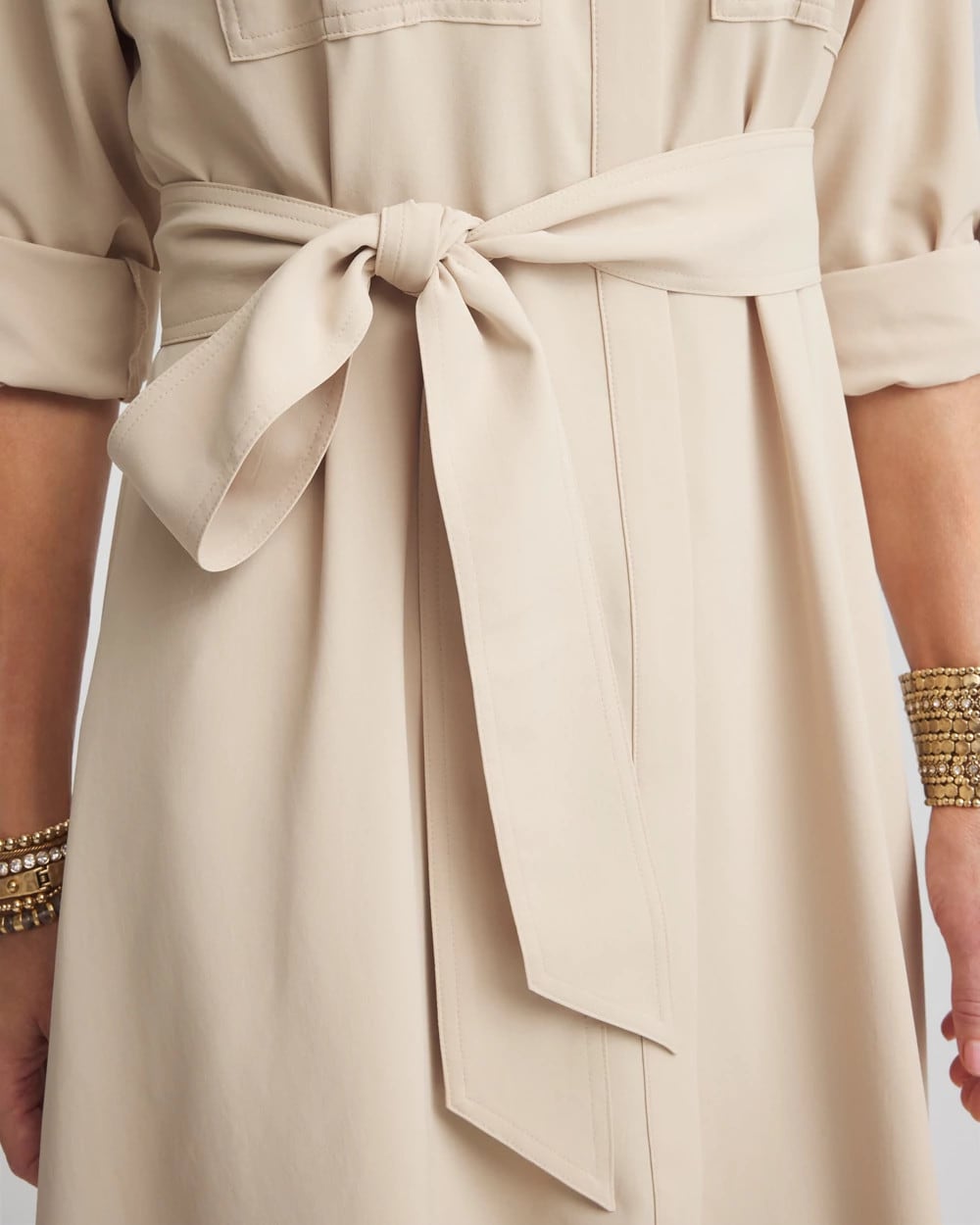 Twill Belted Midi Shirtdress WILD TRUFFLE - Chico's US
