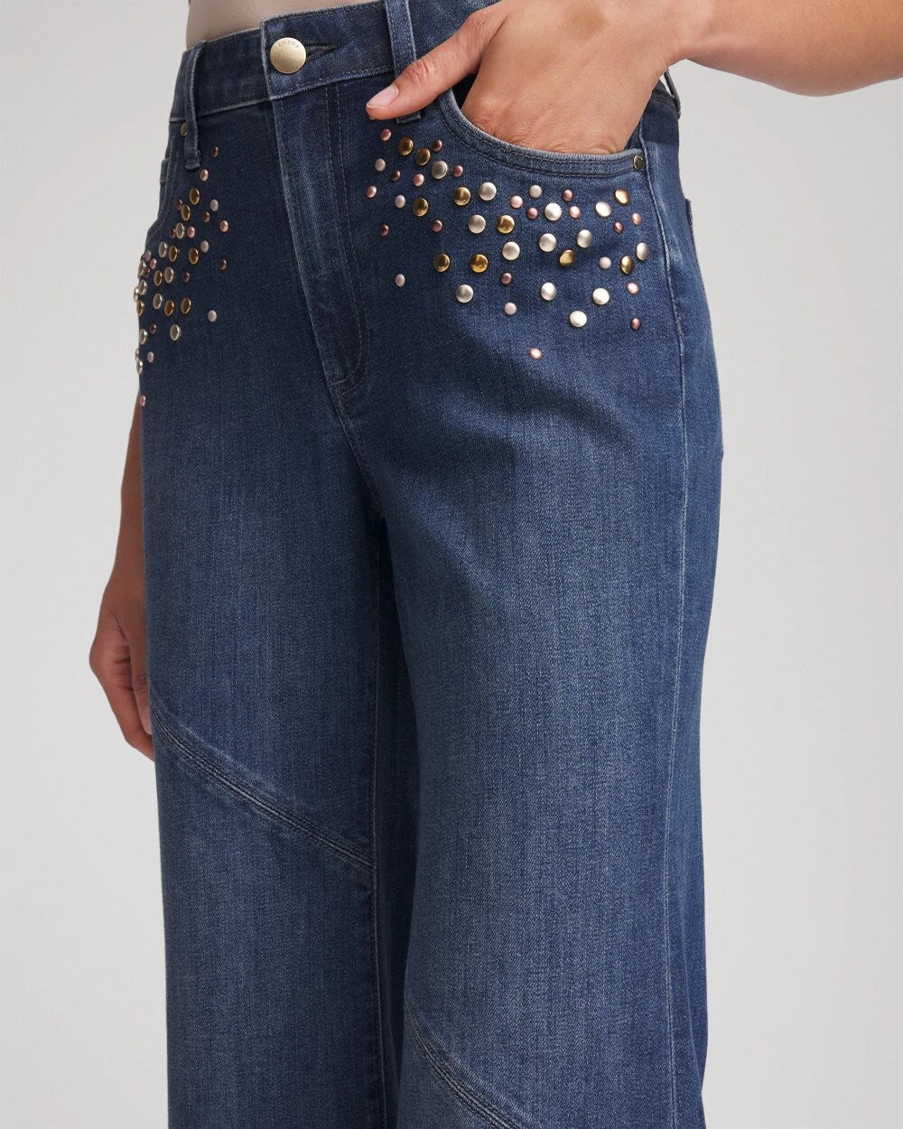 Petite Embellished Frayed Flared-Leg Jeans IRVINA INDIGO - Chico's sale