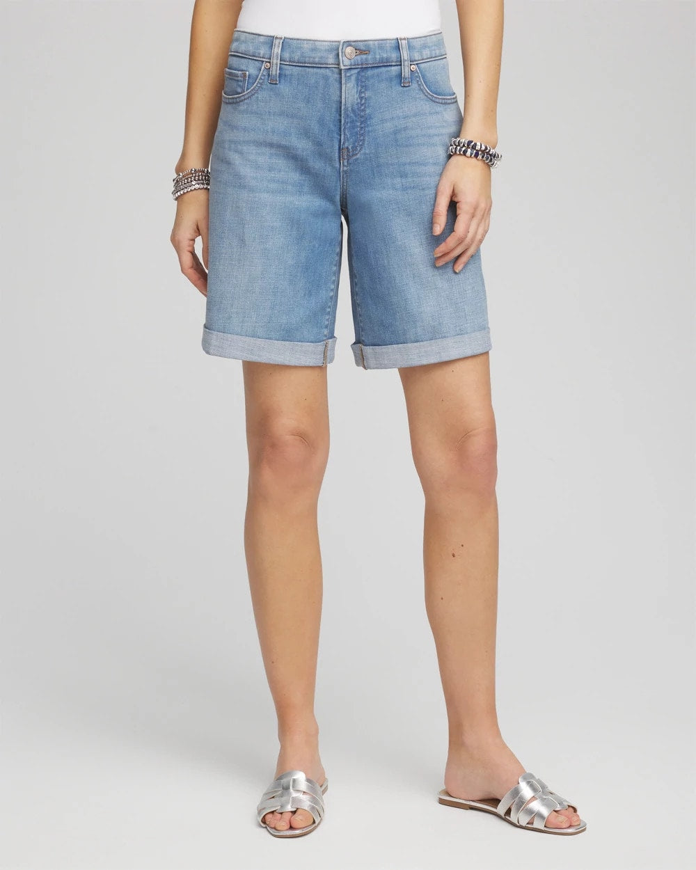 Girlfriend Cuffed Swing Denim Shorts PASHMINA INDIGO - Chico's US