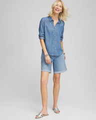 Girlfriend Cuffed Swing Denim Shorts PASHMINA INDIGO - Chico's US